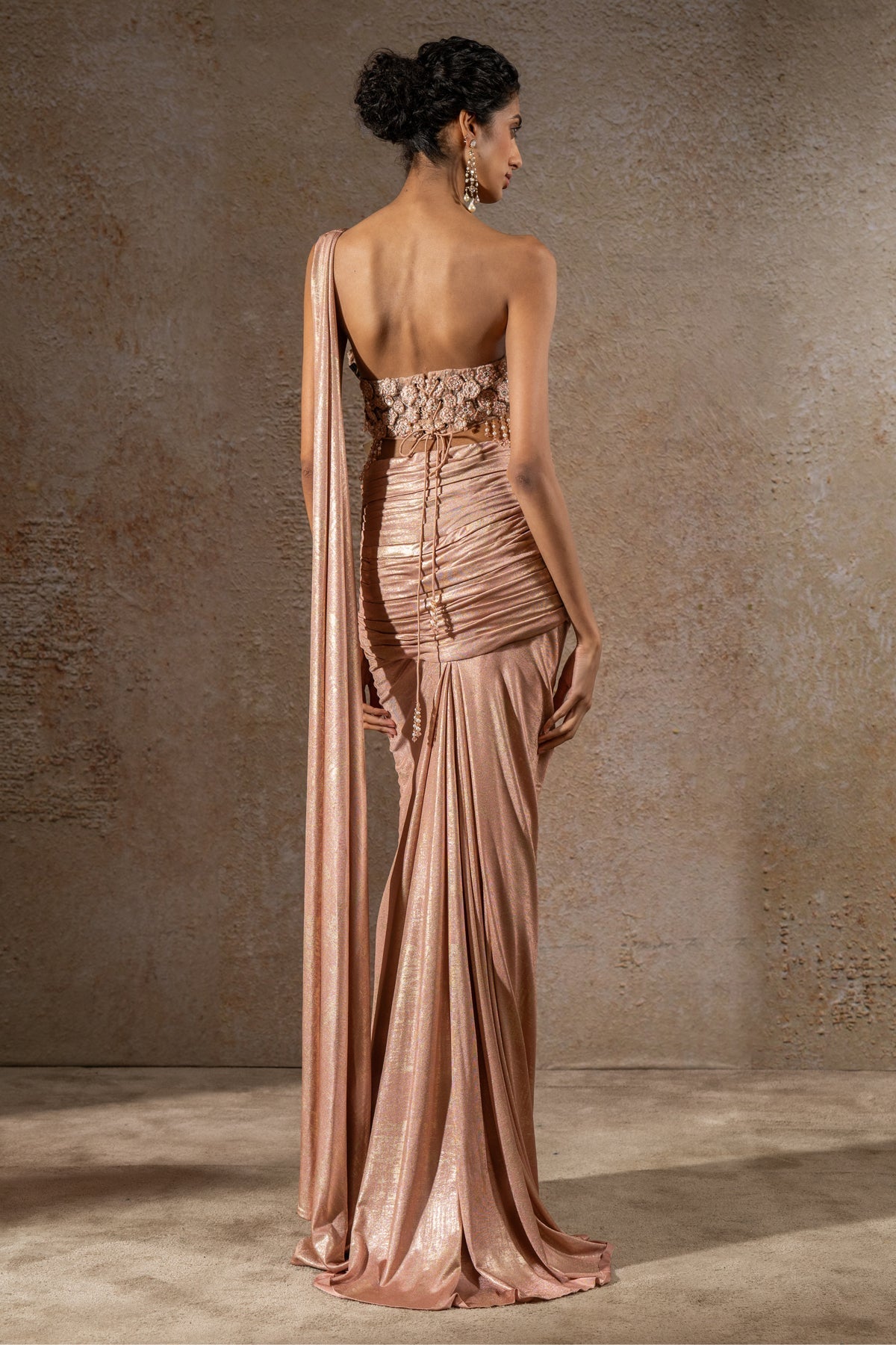 Golden Light Draped Concept Saree & Corset