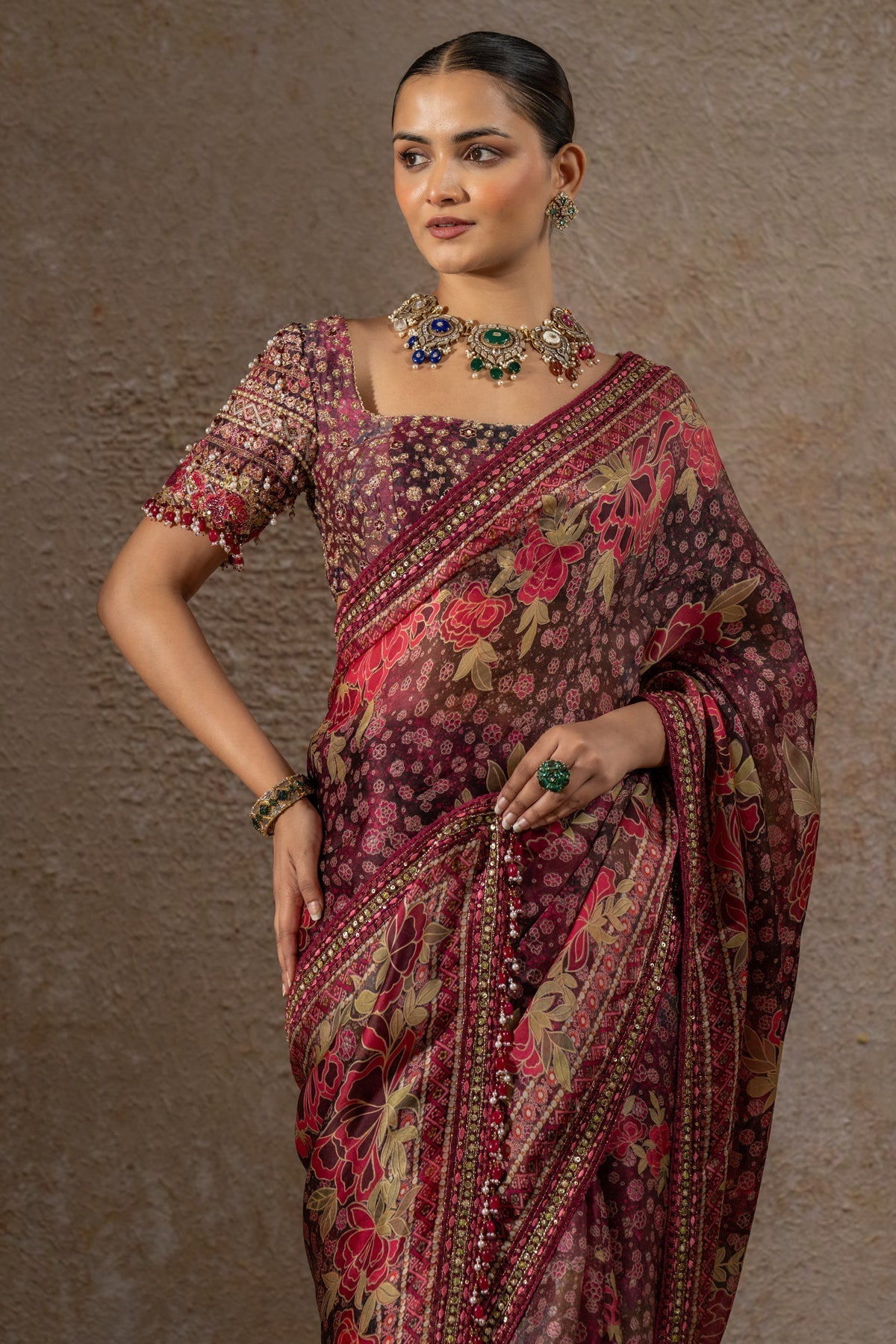 Floral Organza Saree