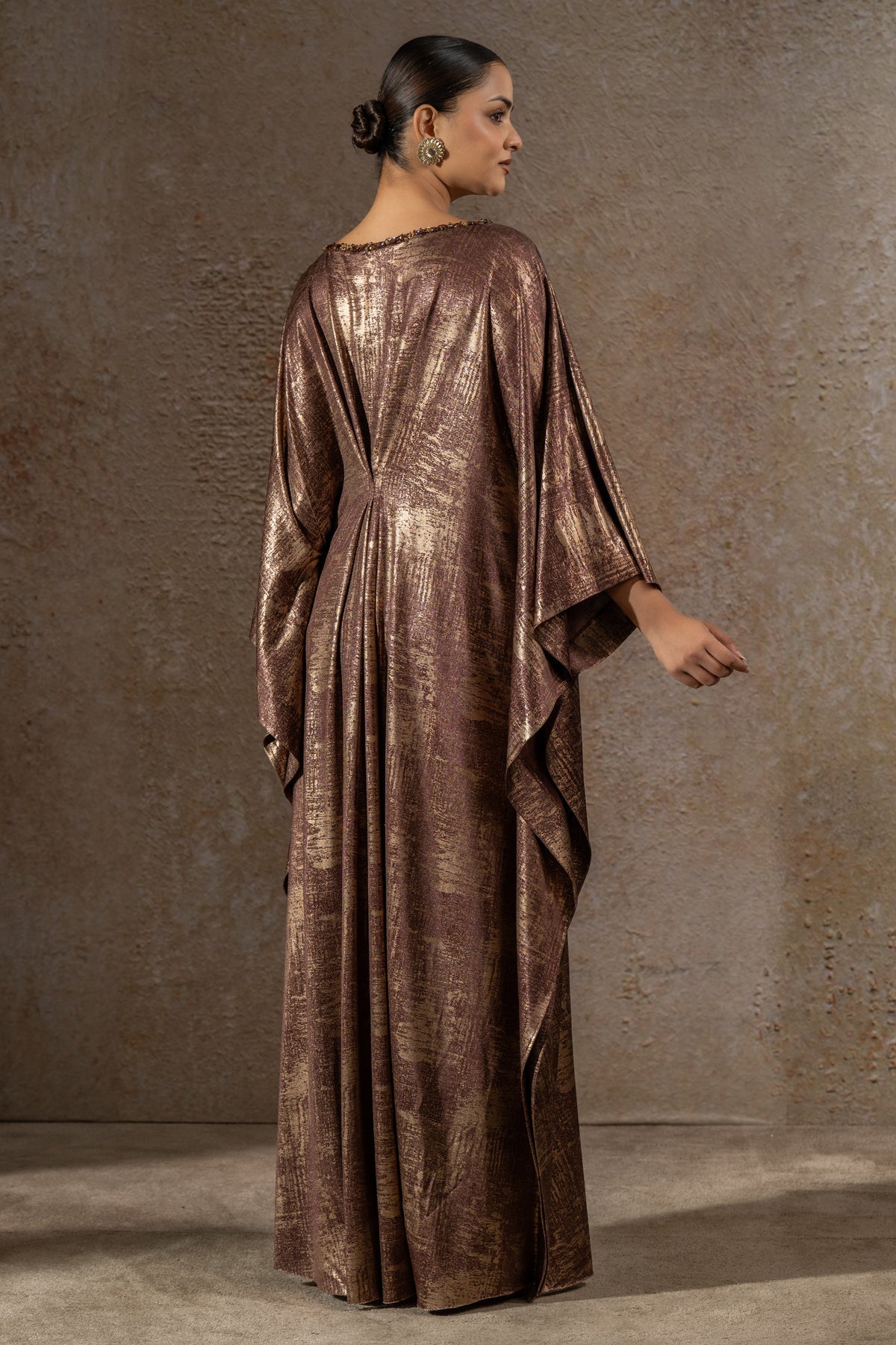 Classic draped dress with brooch