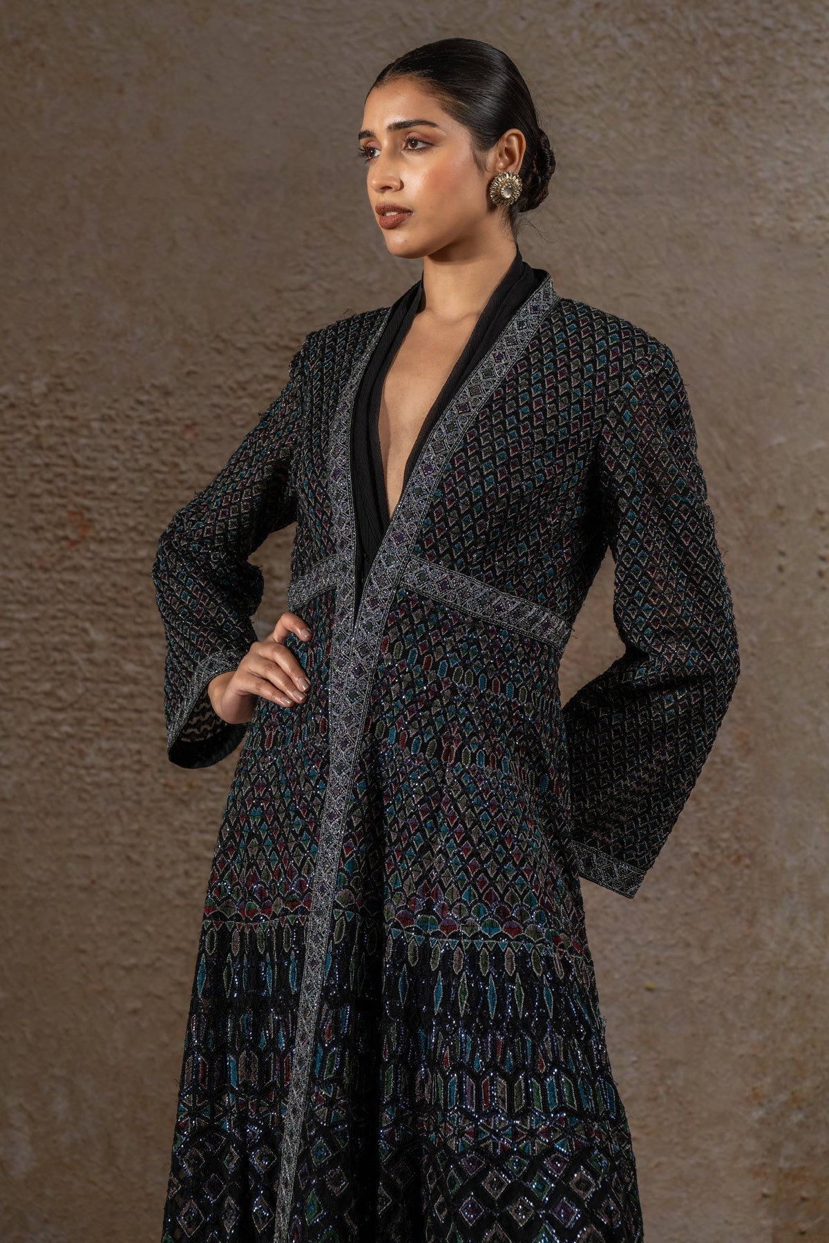 Mosaic Sequin Jacket with Draped Dress