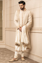 Hand Embroidered Raw Silk Sherwani