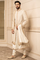 Hand Embroidered Raw Silk Sherwani