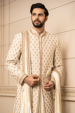 Hand Embroidered Raw Silk Sherwani