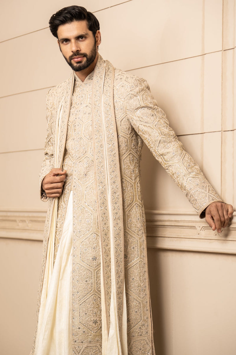 Dori Embroidered Silk Sherwani