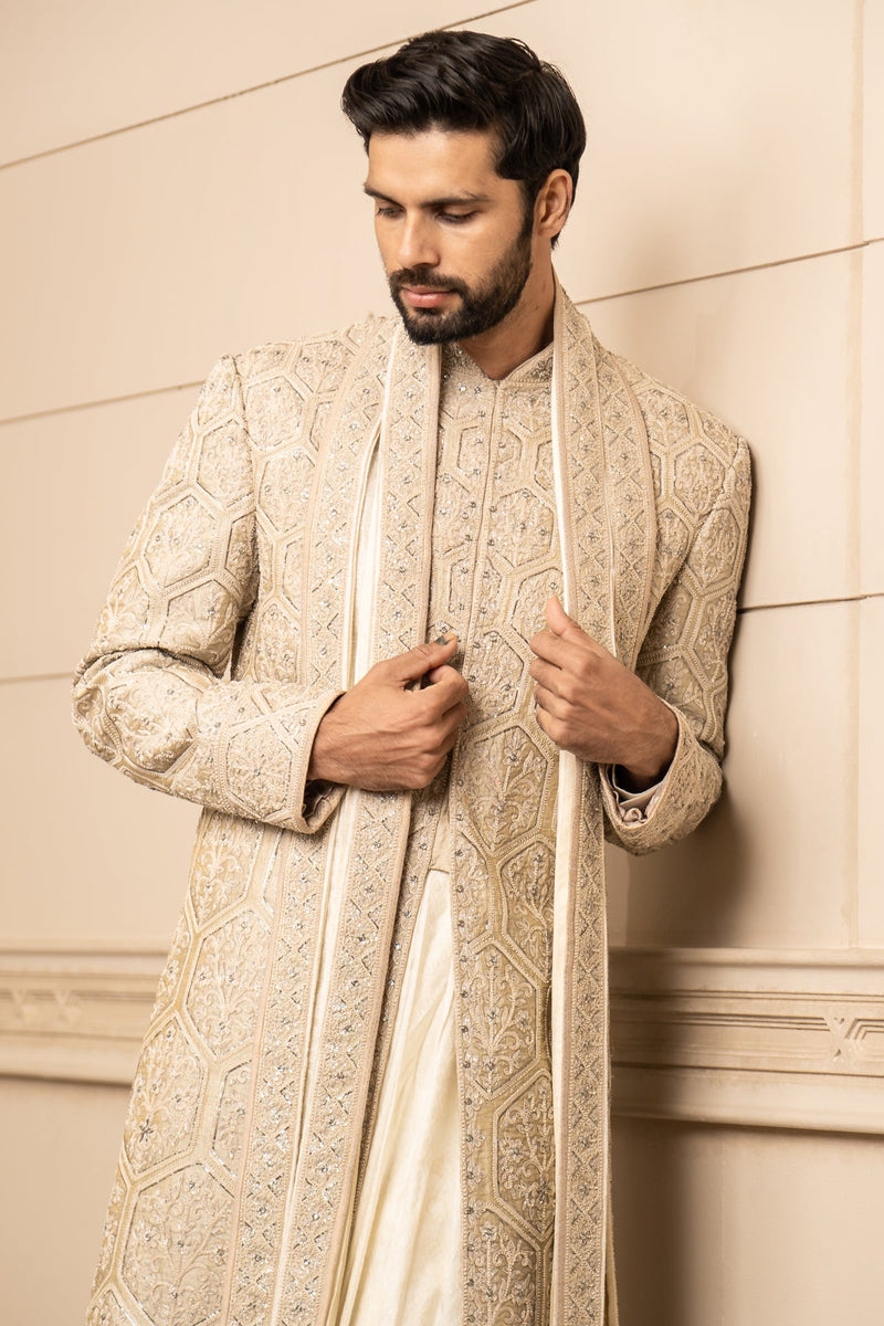 Dori Embroidered Silk Sherwani