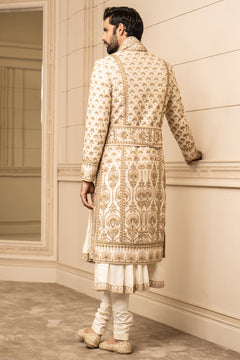 Hand Embroidered Raw Silk Sherwani