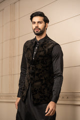 Etched Velvet Bundi Kurta Set