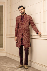 Floral Pattern Quilted Sherwani