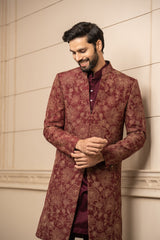 Floral Pattern Quilted Sherwani