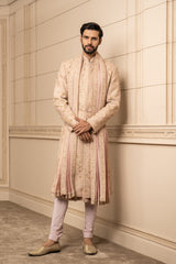 Hand Embroidered Raw Silk Sherwani