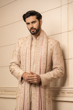 Hand Embroidered Raw Silk Sherwani