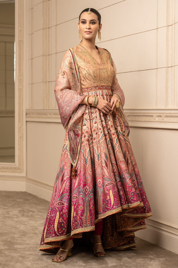 Printed Anarkali, Churidar, and Scarf