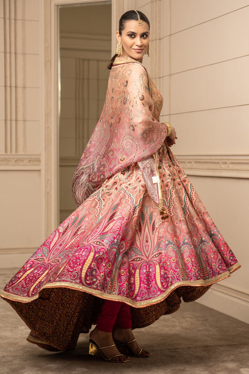 Printed Anarkali, Churidar, and Scarf