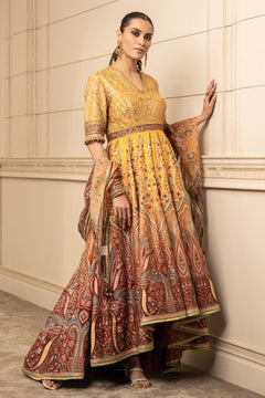 Printed Anarkali, Churidar, and Scarf