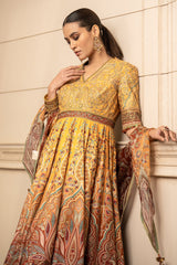 Printed Anarkali, Churidar, and Scarf