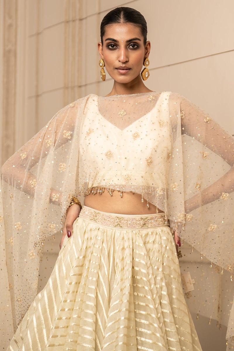 Cascade Lehenga, Blouse, and Cape