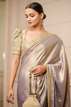 Tamanna Bhatia In Saree with brocade unstitched blouse fabric