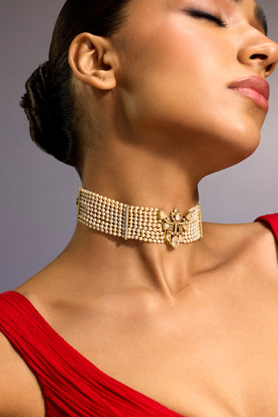 SYKIA pearl cord choker/ ゴールド Pearl Cascade Gold Choker - ₹65361, Buy Pearl Cascade Gold Choker