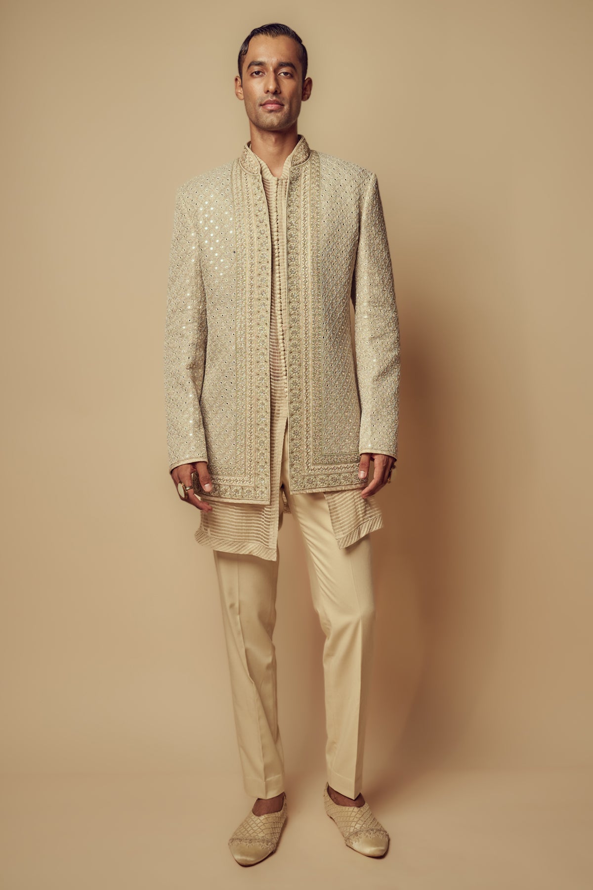 Bandhgala Set In Ivory