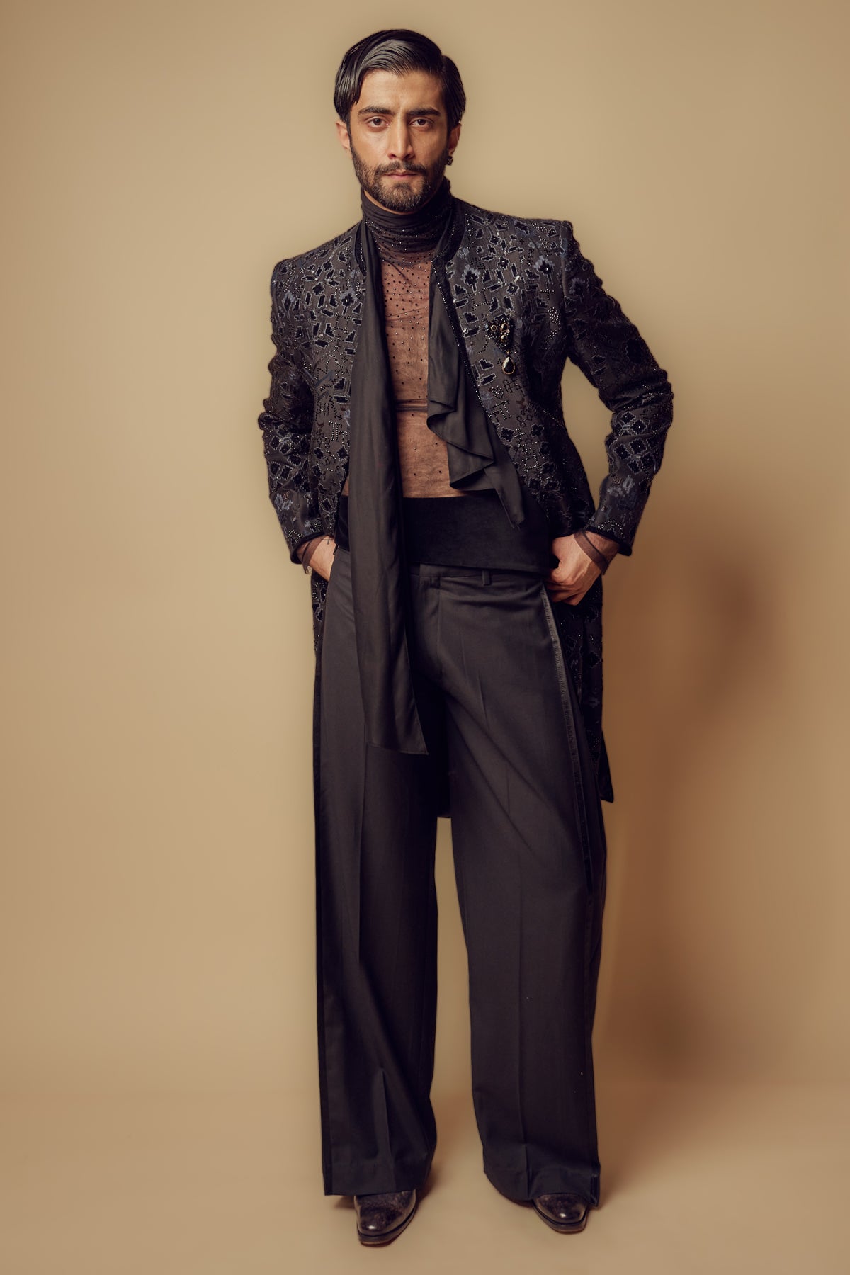 Ikat Patola Velvet Sherwani Set