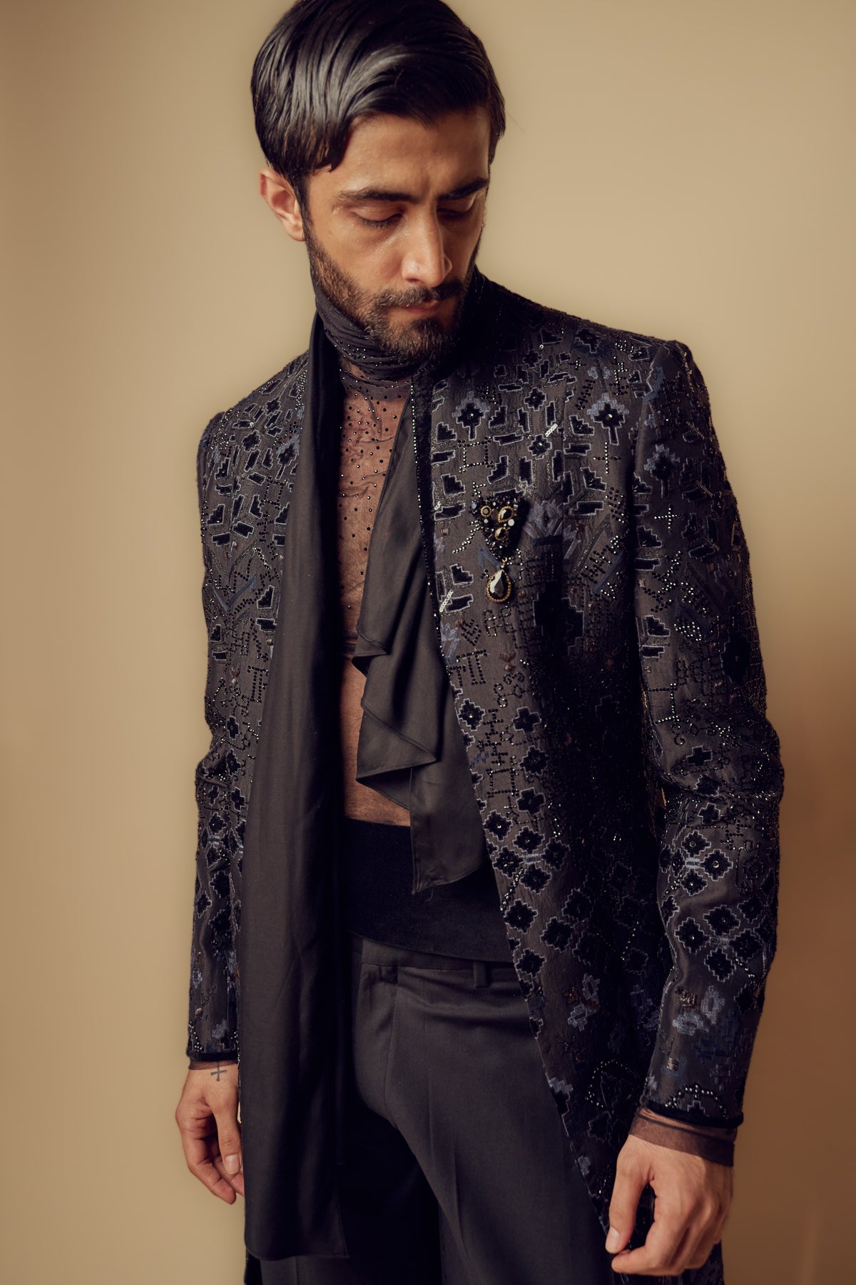 Ikat Patola Velvet Sherwani Set