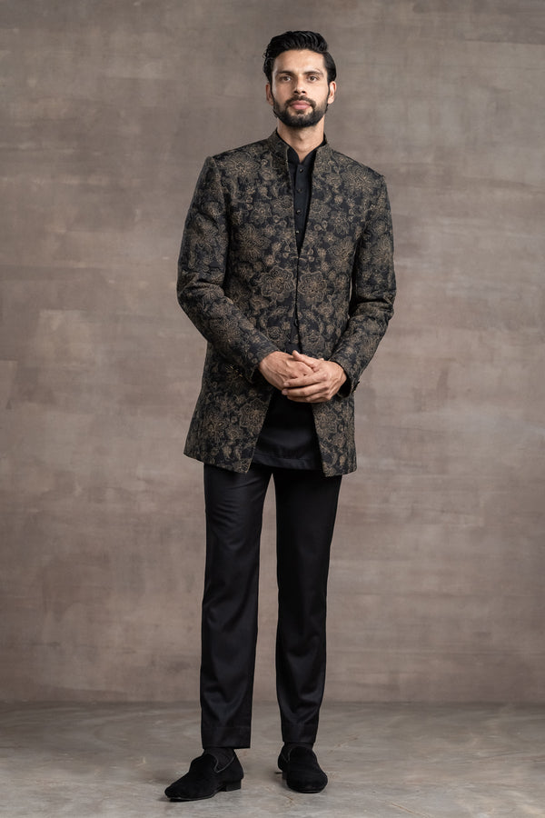 Floral Pattern Quilted Sherwani