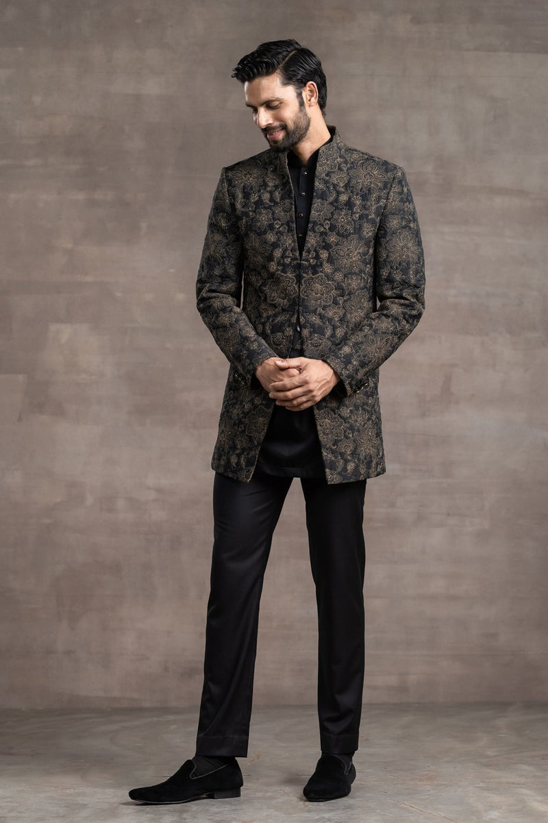 Floral Pattern Quilted Sherwani