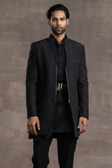 Quilted Sherwani With Metallic Zipper