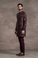 Floral-Printed Silk Kurta