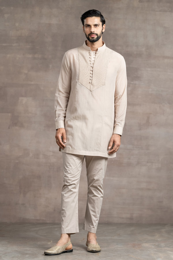 short kurta paired with matching Aligarhi pants