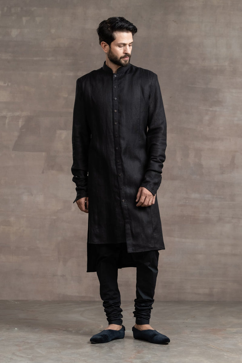 Front Open Linen Kurta