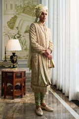 Hand Embroidered Raw Silk Sherwani