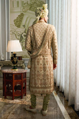 Hand Embroidered Raw Silk Sherwani