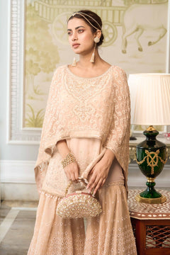 Cape style kurti with sharara