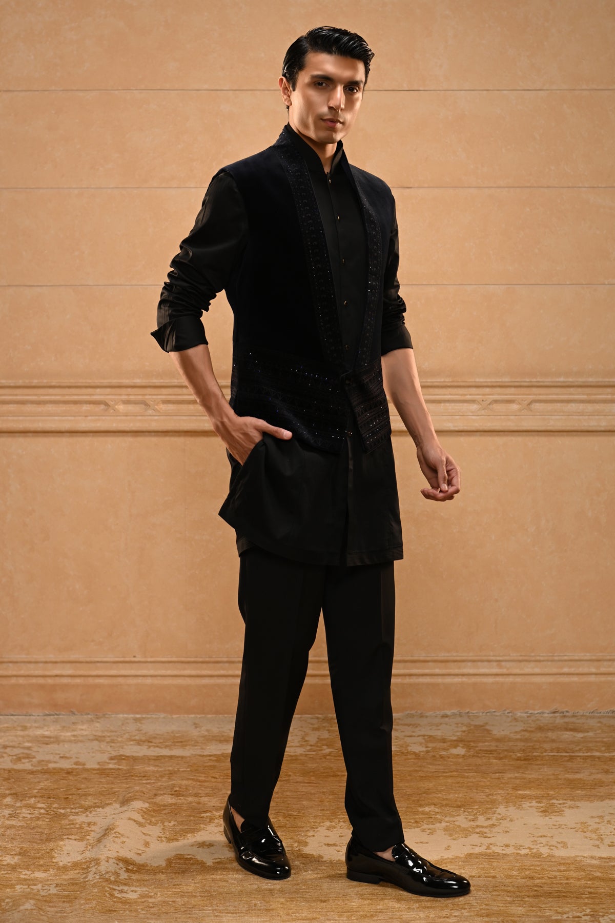 Contemporary Velvet Waist Coat Set