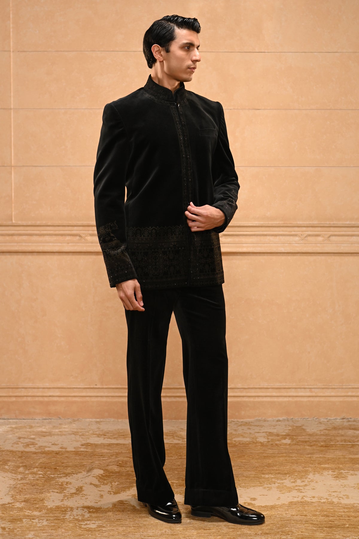 Classic Velvet Bandhgala Set