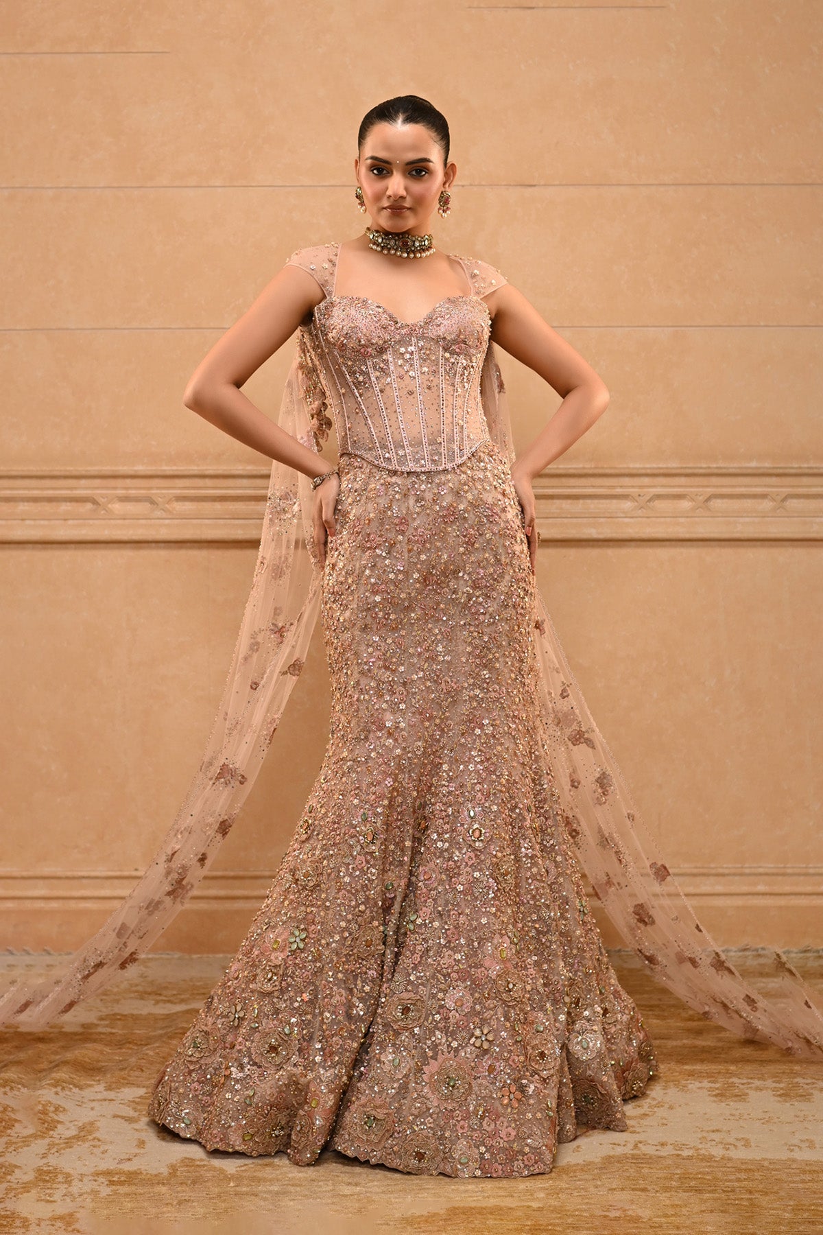 Rococo Floral Embroidered Lehenga
