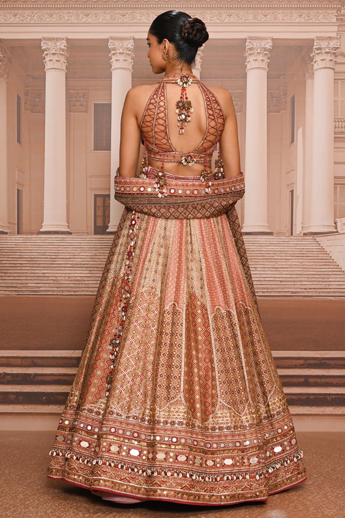 Ever Bloom Hand Painted Kashida Lehenga Set