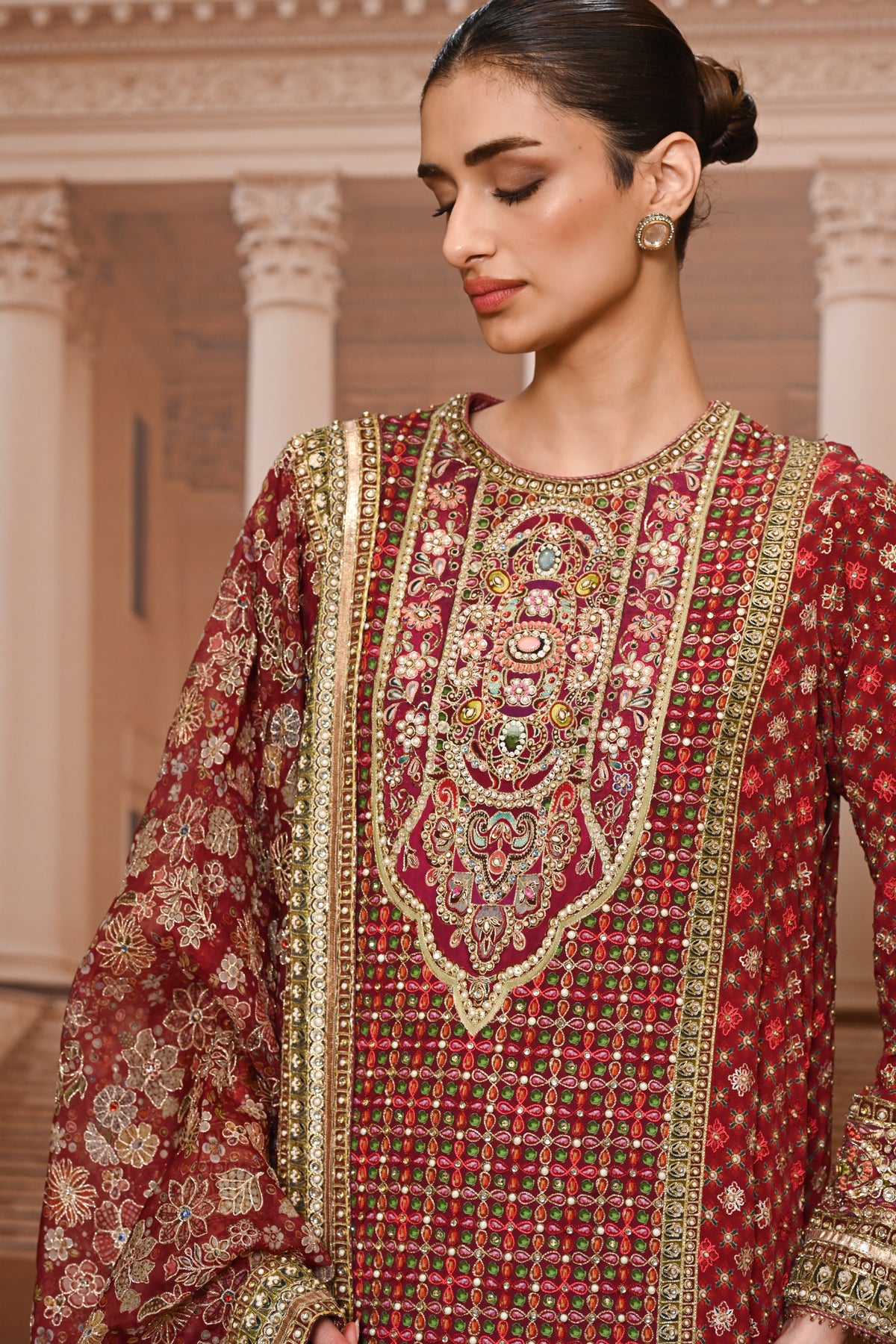 Ever Bloom Byzantium Hand Painted Kashida Kurta Set