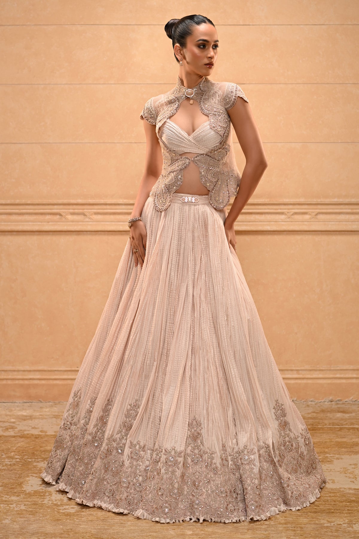 Embroidered Chanderi Lehenga Set