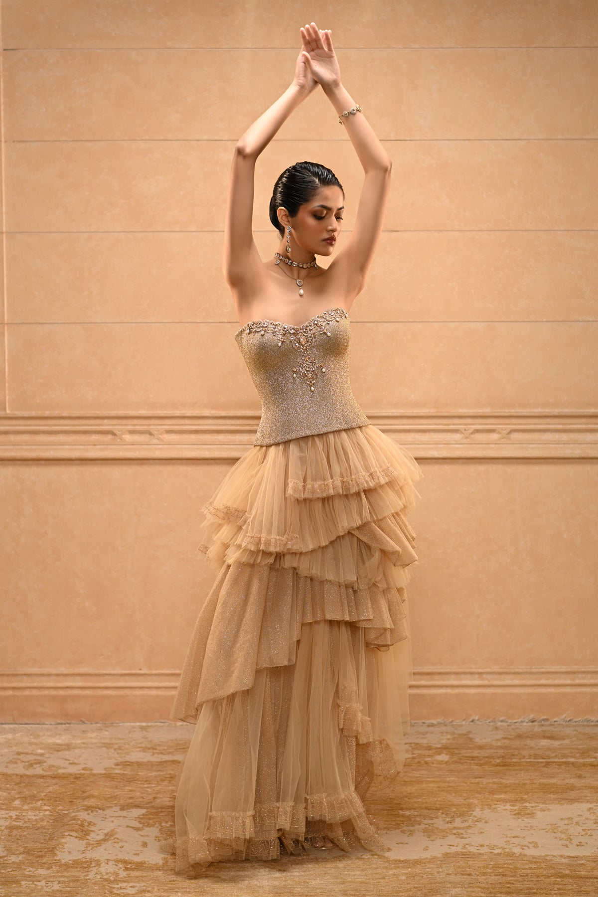 Metallic Layered Lehenga Set