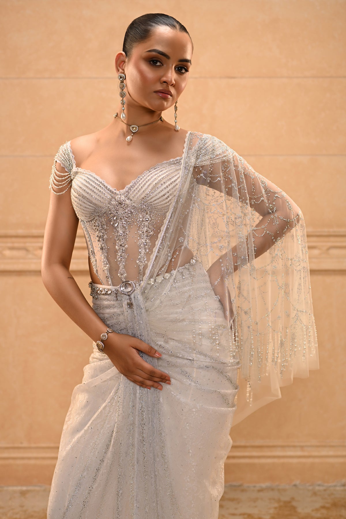 Pearl Embroidered Saree