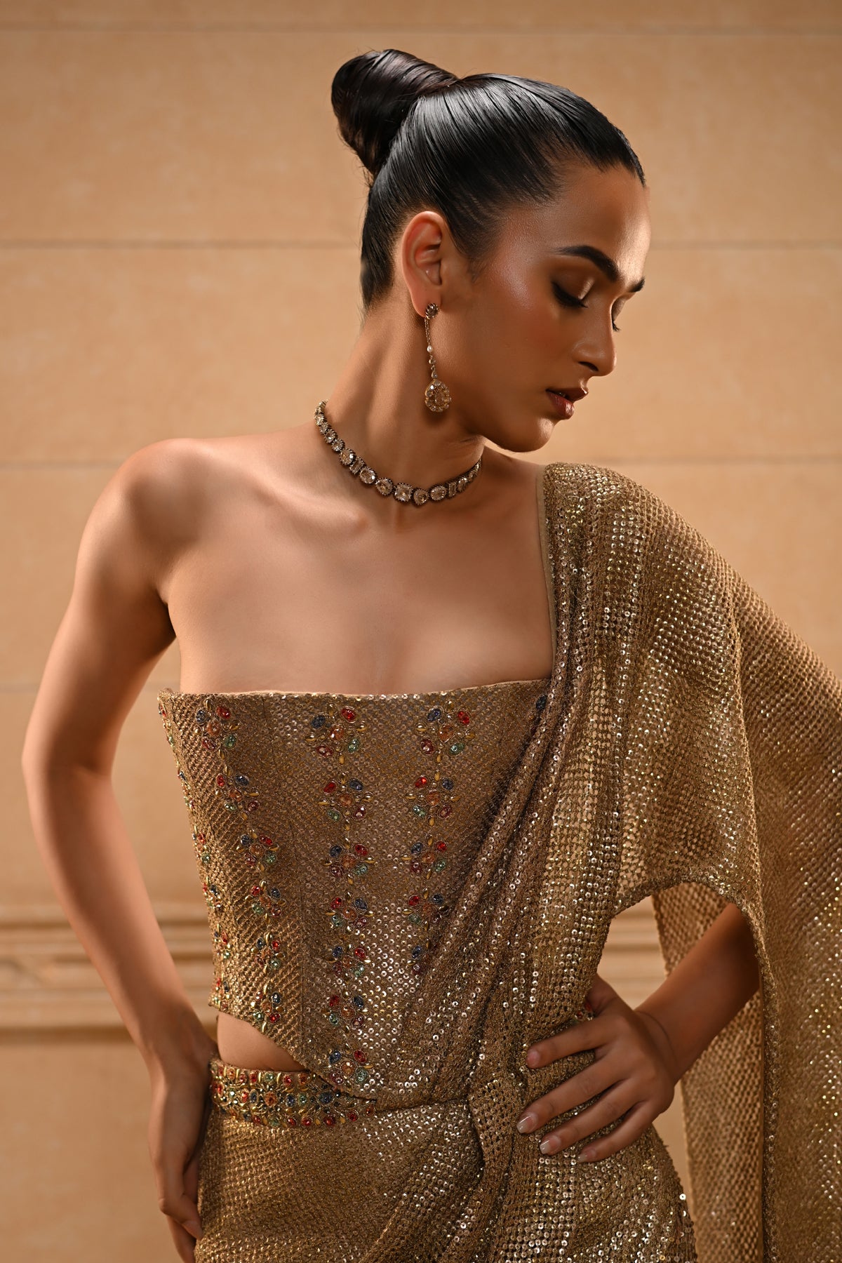 Sequinned Fringe Saree