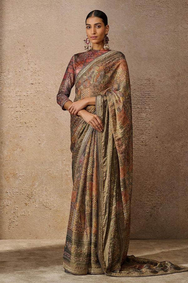 Printed Foil Jersey Saree