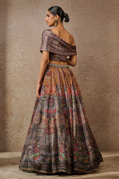 Foil Jersey Printed Lehenga With Draped Blouse