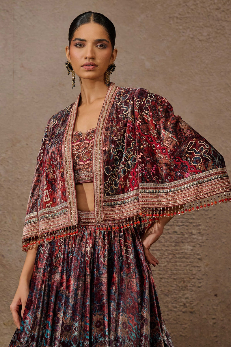 Classic Printed Cape Lehenga Set