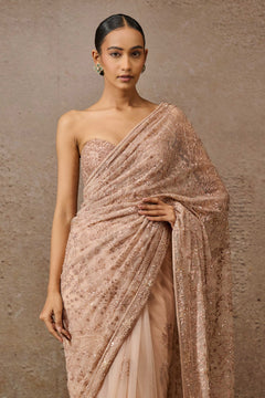 Pearl & Sequin Hand- Embroidered Saree