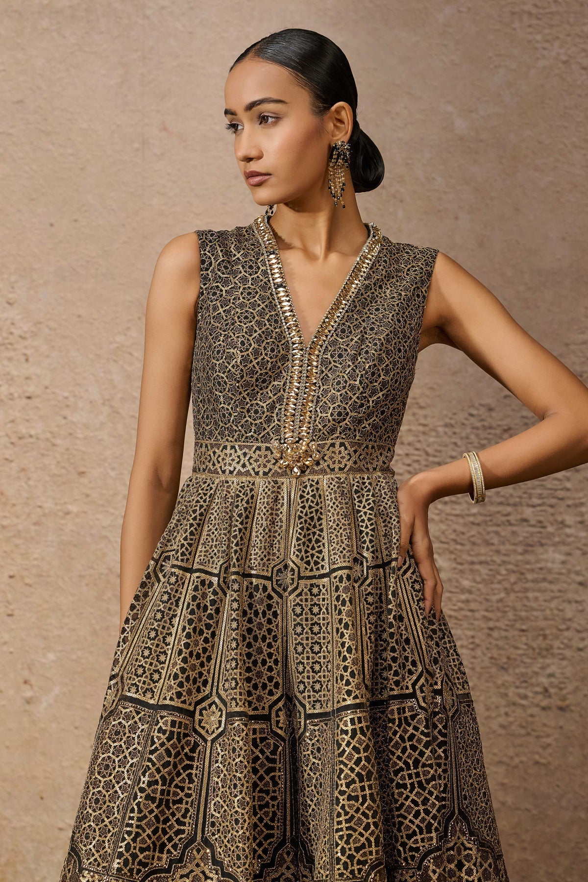Otherworldly Sequin Architecture Motif Jumpsuit