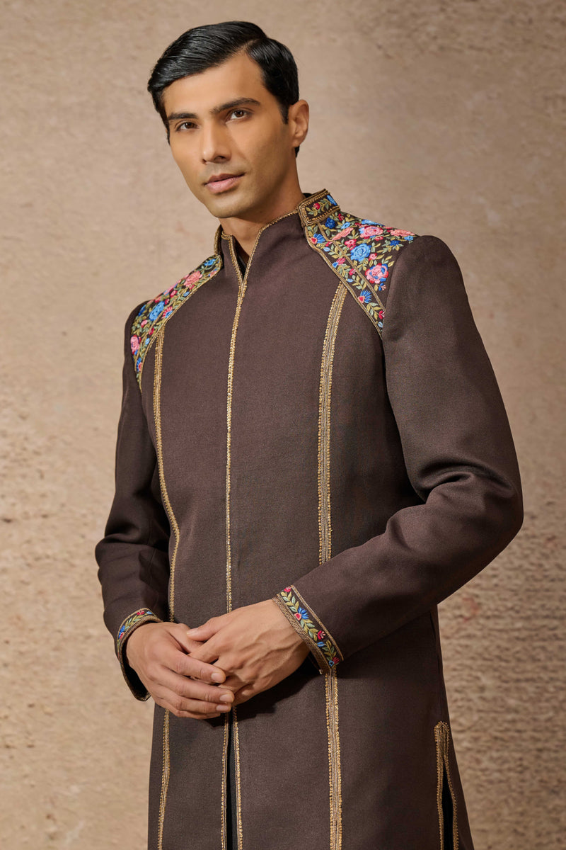 Indo Western Floral Sherwani Set