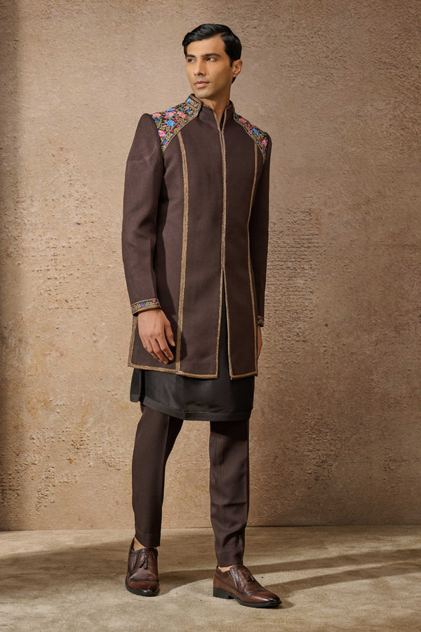 Indo Western Floral Sherwani Set